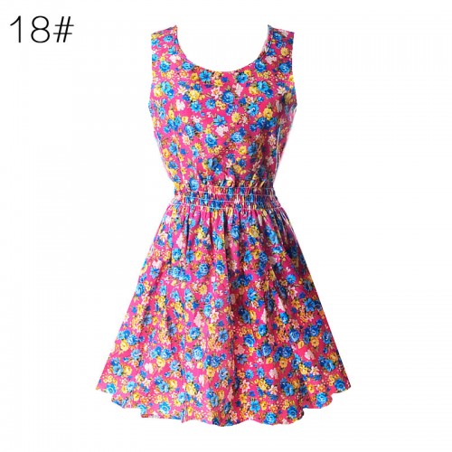 Sleeveless Printed Floral Slim Tank Mini Dress (18)